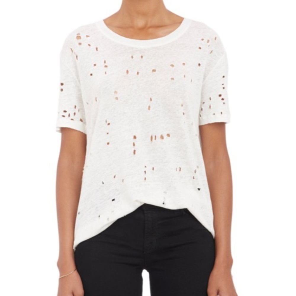Iro white distressed tee shirt short sleeve